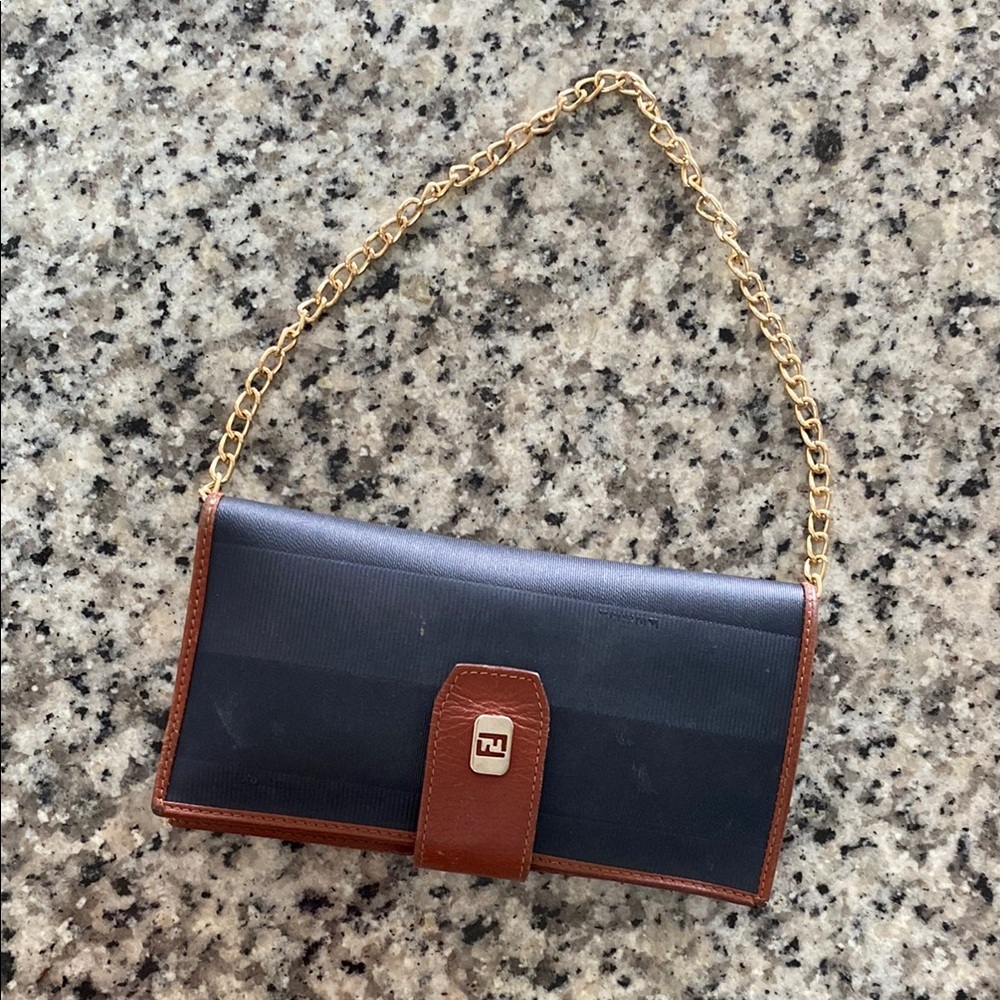 Vintage Rare Fendi Pequin Wallet (chain not included)